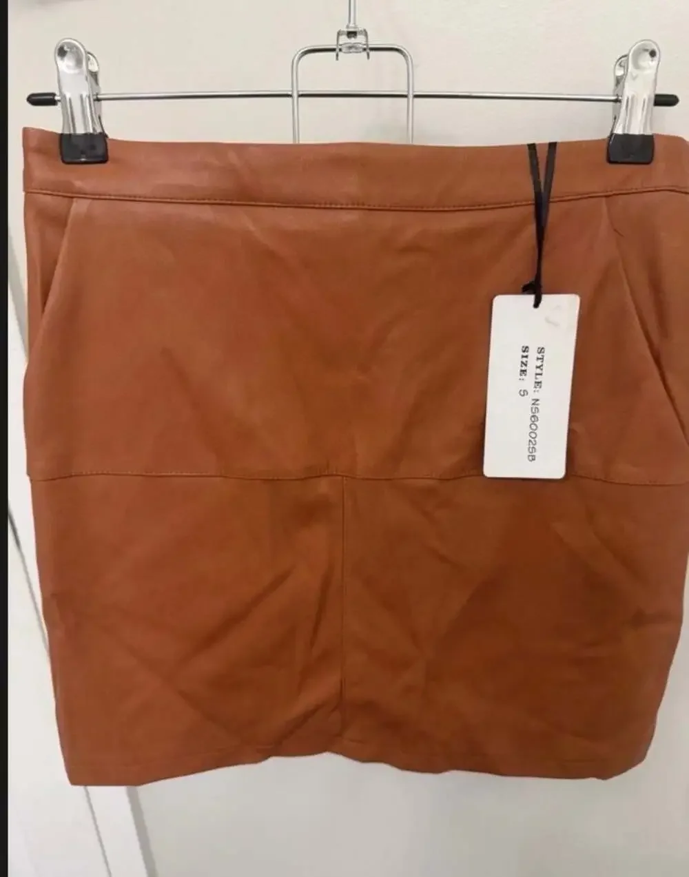 Shine Star Faux Leather Mini Skirt Womens Small Brown Cognac NWT High Waist